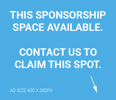 This sponsorship space available. Contact us to claim this spot. Ad size 400 by 350 pixels.